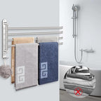 NearMoon Swivel Towel Rack, 19.5" Thicken 304 Stainless Steel 4-Arm Towel Bar, Space Saving Wall Mounted Towel Holder with Hook, Rustproof Swing Out Towel Hanger for Bathroom, Kitchen (Matte Black) - Image 6