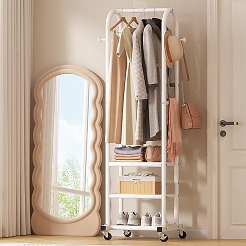 Dttwacoyh Clothing Rack with Wheels,Narrow Metal Garment Rack,White - Image 3