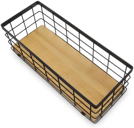 2 Pack Small Wire Baskets, Narrow Rustic Storage Bin for Bathroom Counter, Farmhouse RectangleOrganizer Tray for Kitchen Countertop, Pantry, RV, Office Decorative - Image 4