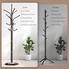HzTinT Heavy Duty Coat Rack with Marble Base, 12 Hooks, Adjustable Heights - Image 3