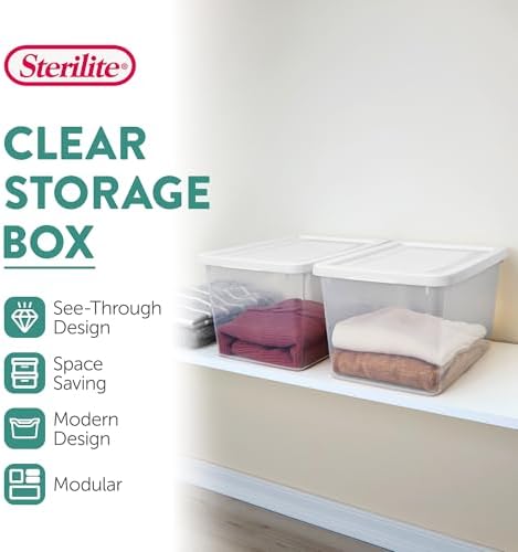 Sterilite Storage Box, Stackable Clear Plastic Bins, 20 Quart, 6-Pack - Image 2