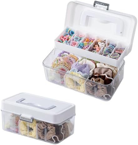 FABROK 2 Pack Portable Hair Accessories Organizer Box for Girls, Plastic - Image 7