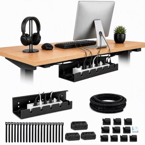 DC 5-in-1 Under Desk Cable Management Kit - Cord Organizer by DigitalCreation