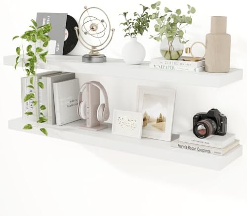 Floating Shelves for Wall, 48 inch Extra Long White Wall Shelves by Feihorrm