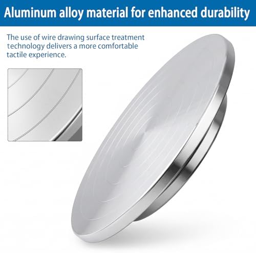 12 Inch Heavy Duty Lazy Susan Turntable, 360° Smooth Rotating Dual Surface Metal Turntable for Kitchen Counter,Cake Decorating, Craft, Display – Aluminum Alloy Spinning Tray - Image 2