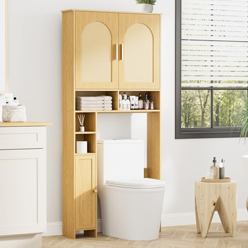 Homhedy Wooden Over The Toilet Storage Cabinet, Natural - Image 7