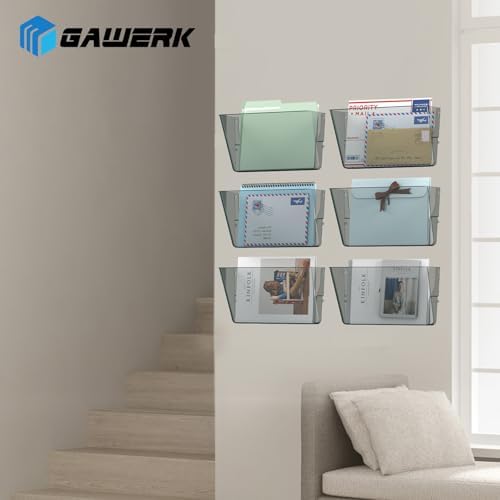 Gawerk Clear Acrylic Single Pocket, Plastic Hanging Wall Mount File Holder for Office Home (Gray, 6 Pack) - Image 6