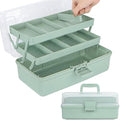 TERGOO 14in 3-Layer Multipurpose Craft Organizers and Storage with Adjustable Dividers, Portable Tackle Box, Folding Art & Craft Case for Medicine, Tool, Sewing Organizer (Haze Green, X-Large) by Focusonefficientstorage