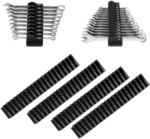 DEHOYI 80 pcs Modular Wrench Organizers for Tool Drawers - Wrench Rack with Metric & SAE Labels, Perfect Tool Storage Holder. Gift for father, brother and boyfriend (No Magnet, Black) by DEHOYI