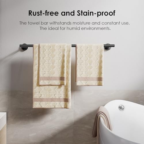 FORIOUS Towel Bar Towel Racks for Bathroom Wall Mounted 24" Matte Black - Image 7