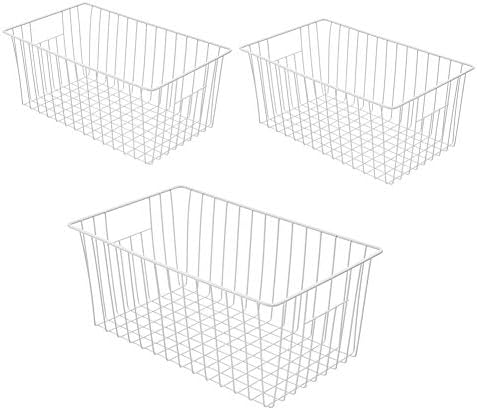 16inch Freezer Wire Storage Organizer Baskets, Household Refrigerator Bins with Built-in Handles for Cabinet, Pantry, Closet, Bedroom by Y.Z.Bros