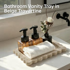 Luxury Beige Travertine Tray with Scalloped Edge, 11"x8" Rectangle Vanity Tray for Bathroom & Kitchen Counter, Decorative Organizer Tray for Dresser, Coffee Table, Home Décor - Image 5