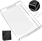 Acrylic Tray 15x10 with Cut Handles - Spill Proof Decorative Tray is an Ideal Countertop Organizer for Living Rooms, Ottoman Coffee Tables, Offices, Kitchens & Serving Guests - Image 3