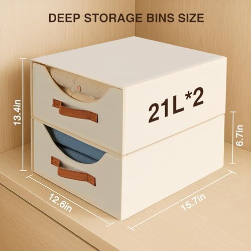 Homsorout Large Closet Storage Bins with Drawer, Fabric Bins for Organization, Collapsible Storage Drawers Organizer for Bedroom, Living Room, 8 Pack, Beige - Image 3