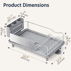KINGRACK Stainless Steel Dish Drying Rack with Cup Holder for Counter, Grey - Image 2
