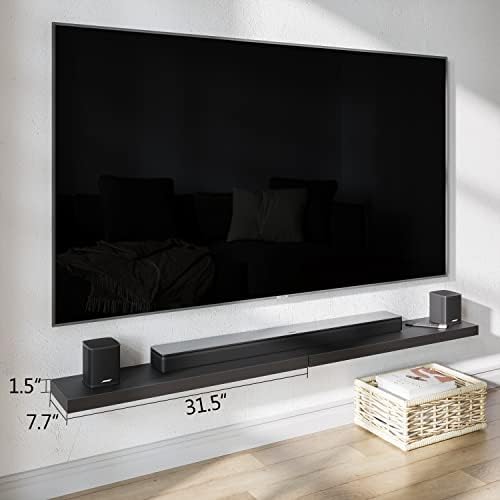 BAMEOS Floating Shelves, 31W x 8D Wall Mounted Display Shelves with Invisible Brackets, Set of 2 | Lightweight Décor Shelf for Bedroom, Living Room, Bathroom & Entryway Black - Image 3