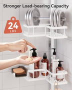 YASONIC Corner Shower Caddy Tension Pole, 25.7-109.1in Adjustable Shower Shelves, Rust-Resistant Shower Organizer, No-Drill 3-Step Installation, Bathroom Shelves for Renters & Family, White - Image 6
