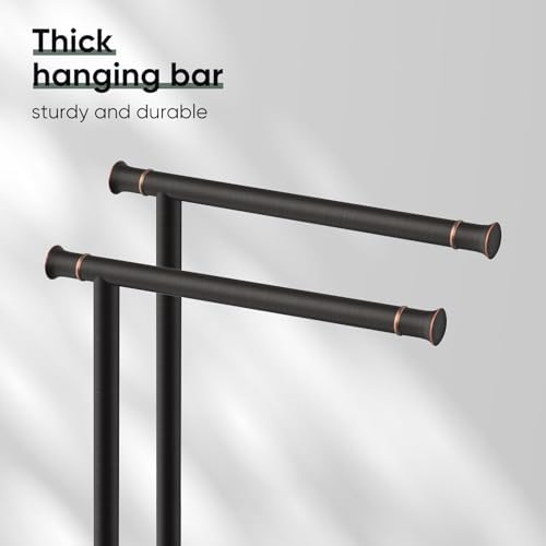 Hoimpro Hand Towel Holder Stand Bathroom Towel Bar Rack Countertop Bronze - Image 6
