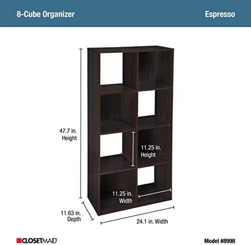 ClosetMaid Cubeicals 8 Cube Storage Shelf Organizer Bookshelf, Stackable, Vertical or Horizontal, Easy Assembly, Wood, Espresso Finish - Image 3