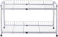 FlagShip 2 Tier Under Sink Organizers and Storage Rack Expandable Cabinet Shelf for Kitchen Bathroom Silver (17-25 inches) by FlagShip