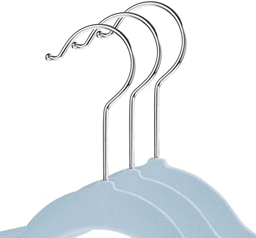Casafield 100 Velvet Baby Hangers - 11" Size for Infant & Toddler Clothes - Light Blue - Image 2