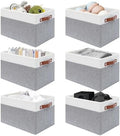 SNWDN 6 Pack Large Collapsible Fabric Storage Baskets with Handles (White/Grey 15''Lx13''Wx13''H) by Unknown