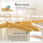 JS Hanger Padded Hangers - 17 Inch Extra Large Heavy Duty Fabric Covered Coat Hangers No Shoulder Bump for Women Clothes, Sweaters, Dresses, Clothing, Weddings, Lingerie Pack of 10, Golden - Image 3