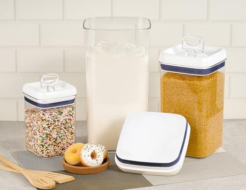 Felli Flip Tite Acrylic Food Storage Container with Lid 6” XL Air Tight Ring Seal Flip Lock, Plastic Kitchen Baking Canister for 5 lb Flour Sugar Rice Protein Powder Pantry Organizer (Nest-L) - Image 2