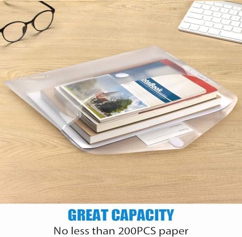Sooez 50 Pack Plastic Envelopes Poly Envelopes, Clear Document Flie Folders US Letter A4 Size File Envelopes with Label Pocket for School Home Work Office Organization, Clear - Image 4