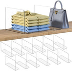 OKPOW Shelf Dividers Closet Organizer - 7.5" Tall X 11.8" Deep Acrylic Clear Sturdy Separate for Clothes Purse - Adjustable Space Saver Easy Install for Home Organization Enthusiasts 12 Pack by OKPOW