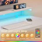 PRAISUN 55.1 Inch Gaming Desk with LED Lights & Power Outlets - Image 6