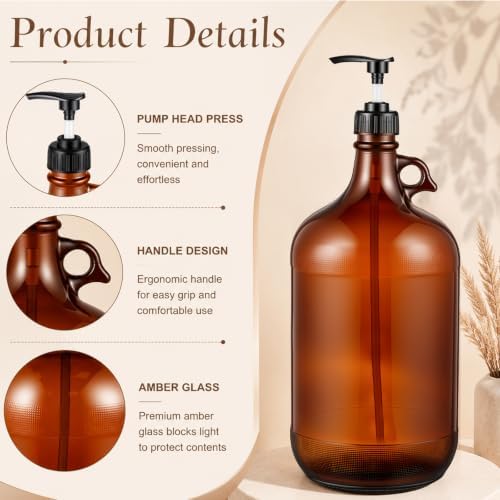 135oz Amber Glass Pump Dispenser Bottle for Laundry Detergent - Image 3