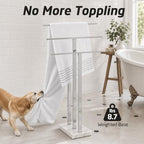 KES Heavy Marble Base Standing Towel Rack, 3-Tier Stainless Steel, Polished - Image 2