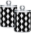 Black White Harlequin Pattern Qtip Holder Apothecary Jars Bathroom Storage Floss Makeup Organizer for Cotton Ball Swab Acrylic 4 Packs by Unknown