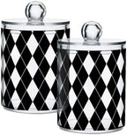 Black White Harlequin Pattern Qtip Holder Apothecary Jars Bathroom Storage Floss Makeup Organizer for Cotton Ball Swab Acrylic 4 Packs by Unknown