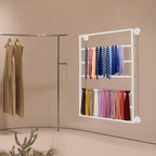 7-Tier Wall Mount Scarf Rack, Heavy Duty Metal Tie Organizer – White - Image 5