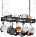 CHOEZON 39.4-Inch Hanging Pot Rack, Space-Saving Pot Hanger for Kitchen, Ceiling Pan Hanging Rack with 16 Detachable S Hooks, Sturdy Metal Frame, Industrial Style, Charcoal Black and Black TPR10BC by Choezon