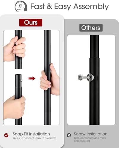 Sakugi Double Rod Clothes Rack Mesh Shelf & Hooks, 28.7x16.5x59.1, Black - Image 5