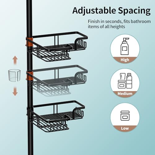 KEGII Corner Shower Caddy Tension Pole, Stainless Steel Shower Organizer - Image 3