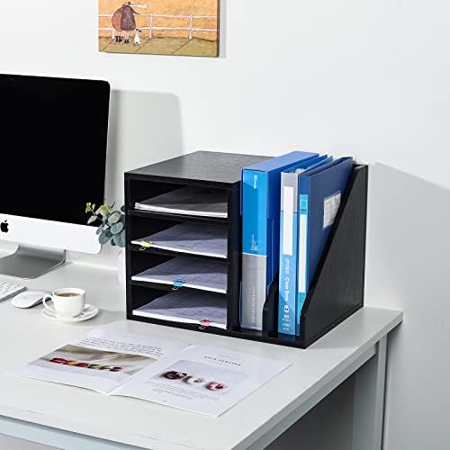 PAG-Mass Wood Desktop File Holder Organizer Mail Sorter for File Folders, Mails, Envelopes, Mailing Supplies or Magazines, Black - Image 6