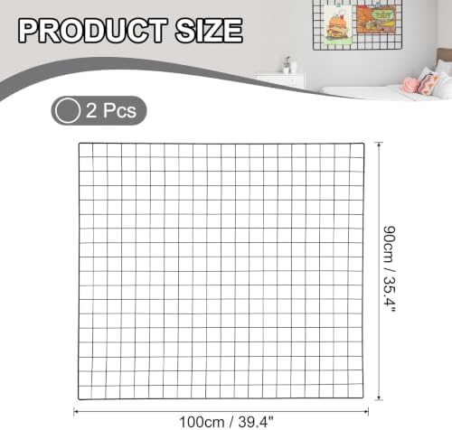 PATIKIL Wire Grid Panels Gridwall Panel 39" x 35" Black 2Pcs - Image 2