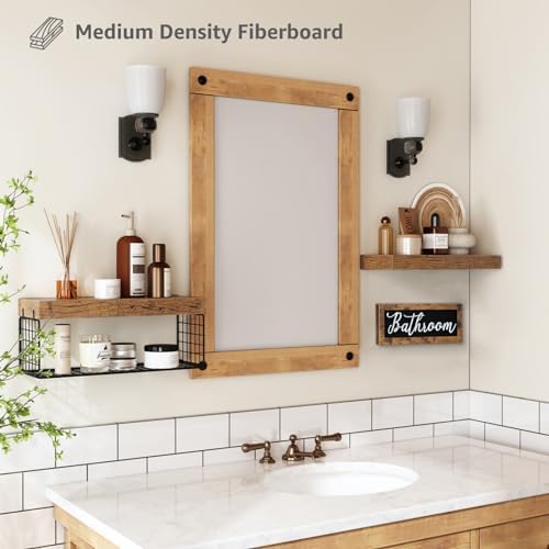 QEEIG ‎Bathroom Shelves with Decor Sign (Brown, 15.7") - Image 5