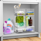Sorbus Clear Stackable Storage Drawers (2 Pack, 7.6'' and 4.4'' Tall) - Image 2