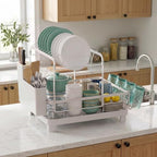Runnatal 2-Tier Dish Drying Rack with Drainboard for Kitchen Counter - Image 7