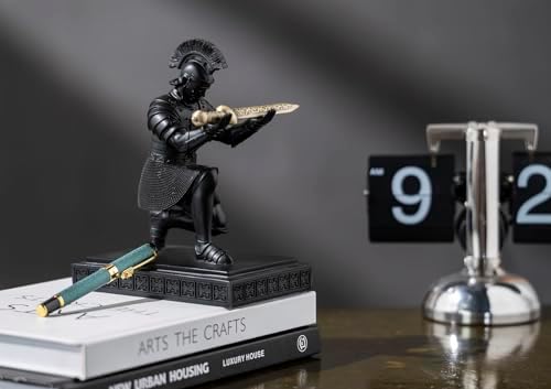 Roman Praetorian Warrior Knight Pen Holder Desk Ornament Black - Image 4