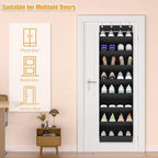 KYEVIS Over The Door Shoe Organizer Storage Fit 16-24 Pairs Hanging Shoe Rack Organiser for Closet Door, Deep Pocket Shoe Holder for Sneakers,Boots Storage(1 Pack Black) - Image 5