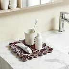 Scalloped Square Marble Decorative Tray, Natural Stone Vanity & Jewelry Tray, Trinket Organizer for Ring, Key, Dresser, Nightstand, Bathroom Counter & Kitchen Sink(Rosso Lepanto) - Image 4