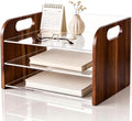 Marsui 3 Tier Desk Paper File Organizer, Acacia & Acrylic Letter Tray by Marsui