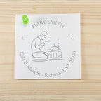 Islamic Gift for Muslim Community Leaders - Personalized Return Address Embossing Stamp, Customized Envelope Seal Press, Soft Meditative Prayers Design, 1-5/8 Round Soft Seal Embosser - Image 4