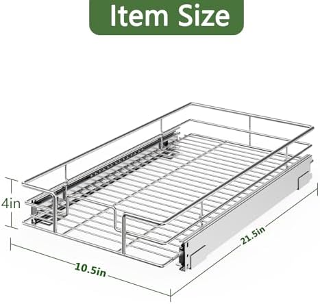 LOVMOR Pull Out Cabinet Organizer 10½"W x 21½"D, Kitchen Cabinet Pull Out Shelves Slide Out Storage… - Image 3